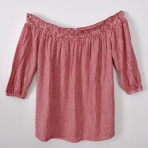 Old Navy | Red Off-the-Shoulder Gingham Top | NWOT